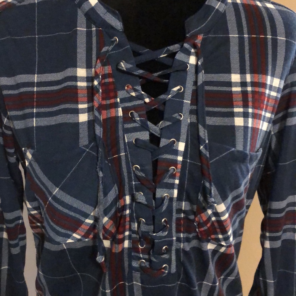 Rue21 size Small plaid long sleeve Top - Picture 2 of 6